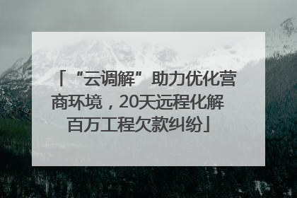 “云调解”助力优化营商环境，20天远程化解百万工程欠款纠纷