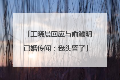 王晓晨回应与俞灏明已婚传闻：我头昏了