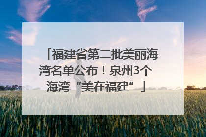 福建省第二批美丽海湾名单公布！泉州3个海湾“美在福建”