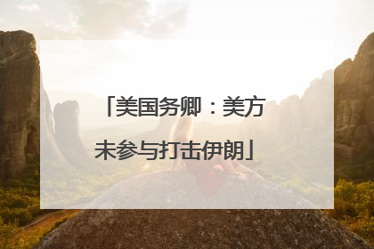 美国务卿：美方未参与打击伊朗