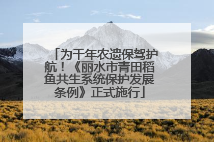 为千年农遗保驾护航！《丽水市青田稻鱼共生系统保护发展条例》正式施行