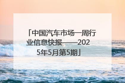 中国汽车市场一周行业信息快报——2025年5月第5期