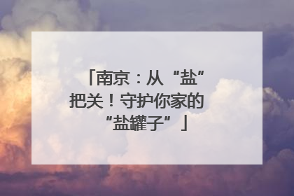 南京：从“盐”把关！守护你家的“盐罐子”