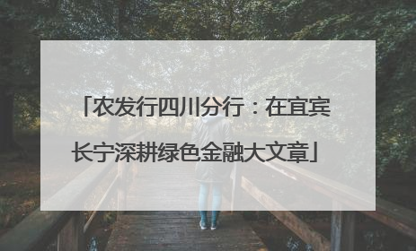 农发行四川分行：在宜宾长宁深耕绿色金融大文章