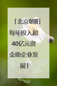 北京朝阳每年投入超40亿元资金助企业发展