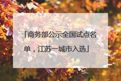 商务部公示全国试点名单，江苏一城市入选