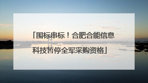 围标串标！合肥合能信息科技暂停全军采购资格
