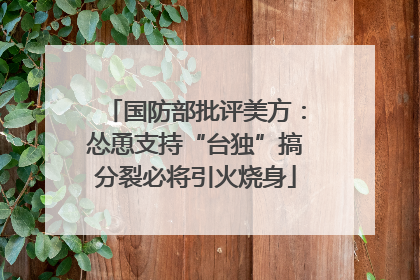 国防部批评美方：怂恿支持“台独”搞分裂必将引火烧身