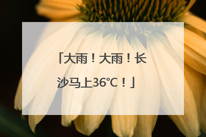 大雨！大雨！长沙马上36℃！