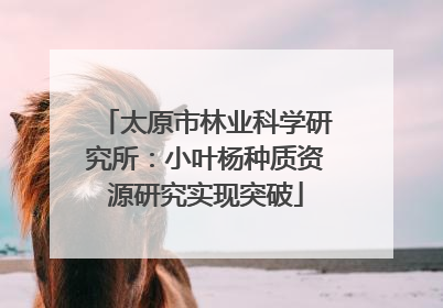 太原市林业科学研究所：小叶杨种质资源研究实现突破