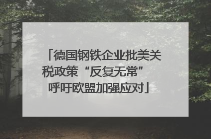 德国钢铁企业批美关税政策“反复无常” 呼吁欧盟加强应对