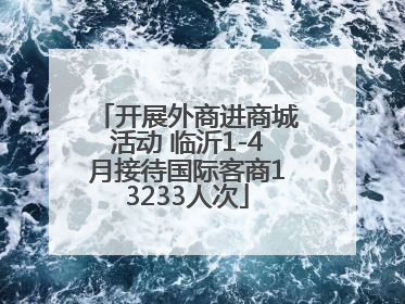 开展外商进商城活动 临沂1-4月接待国际客商13233人次