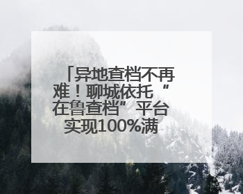 异地查档不再难！聊城依托“在鲁查档”平台实现100%满意度
