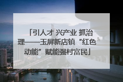 引人才 兴产业 抓治理——玉屏新店镇“红色动能”赋能强村富民