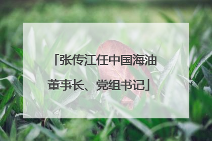 张传江任中国海油董事长、党组书记