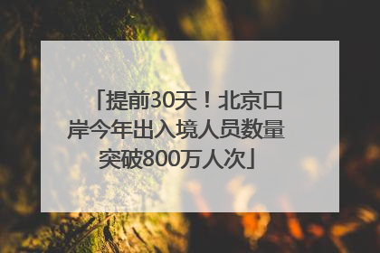 提前30天！北京口岸今年出入境人员数量突破800万人次