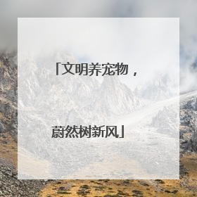 文明养宠物，蔚然树新风