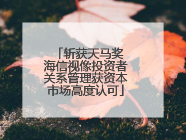 斩获天马奖 海信视像投资者关系管理获资本市场高度认可
