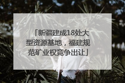 新疆建成18处大型资源基地，福建规范矿业权竞争出让