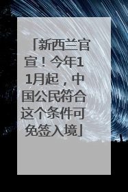 新西兰官宣！今年11月起，中国公民符合这个条件可免签入境