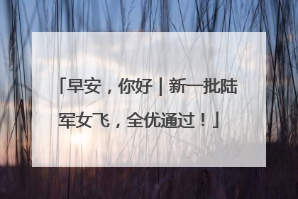 早安，你好｜新一批陆军女飞，全优通过！