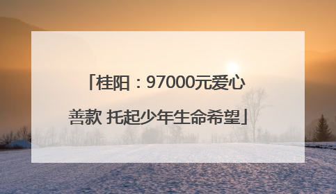 桂阳：97000元爱心善款 托起少年生命希望