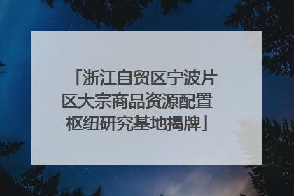 浙江自贸区宁波片区大宗商品资源配置枢纽研究基地揭牌