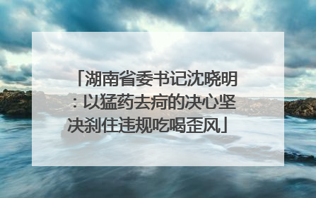 湖南省委书记沈晓明：以猛药去疴的决心坚决刹住违规吃喝歪风