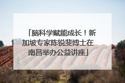 脑科学赋能成长！新加坡专家陈锐斐博士在南昌举办公益讲座
