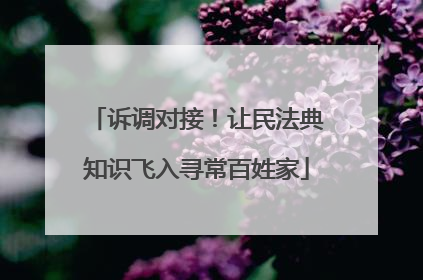 诉调对接！让民法典知识飞入寻常百姓家
