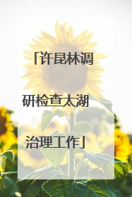 许昆林调研检查太湖治理工作