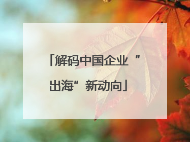 解码中国企业“出海”新动向