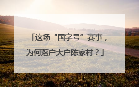 这场“国字号”赛事，为何落户大户陈家村？