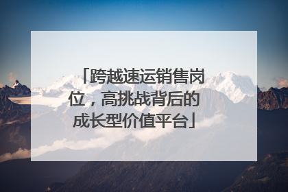 跨越速运销售岗位，高挑战背后的成长型价值平台
