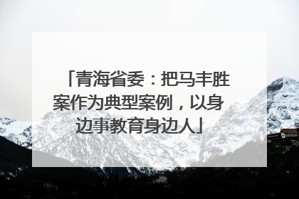 青海省委：把马丰胜案作为典型案例，以身边事教育身边人