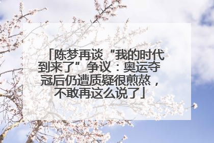 陈梦再谈“我的时代到来了”争议：奥运夺冠后仍遭质疑很煎熬，不敢再这么说了