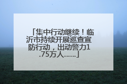 集中行动继续！临沂市持续开展巡查宣防行动，出动警力1.75万人……